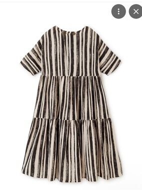 Little creative factory Striped Black and Cream Tiered Kids' Dress